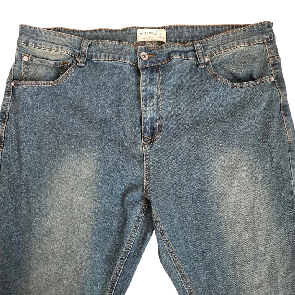 Smith & Mills Denim Jeans Mens Sz 42x32 Stretch Straight‎ Leg Faded (40x31.5)